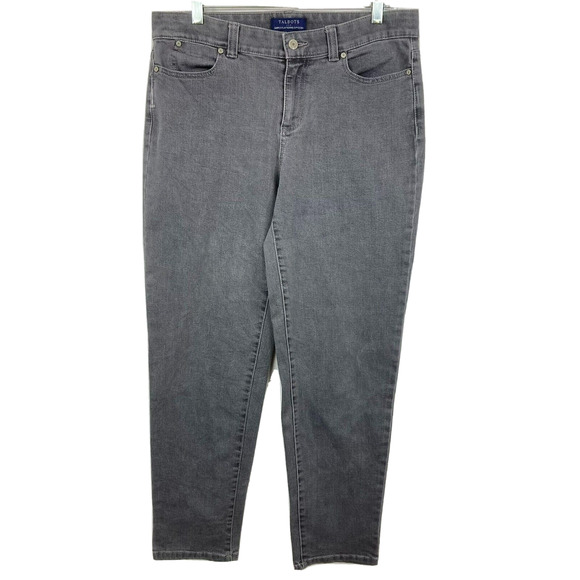Talbots Jeans Womens Sz 10 Gray Simply Flattering 5 Pocket Cotton Stretch Taper - Picture 1 of 10